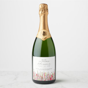 Etiquetas Para Vinos Espumosos 21 Agosto Cumpleaños Suministros de Fiesta de Flor