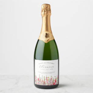 Etiquetas Para Vinos Espumosos 21 Agosto Cumpleaños Suministros de Fiesta de Flor