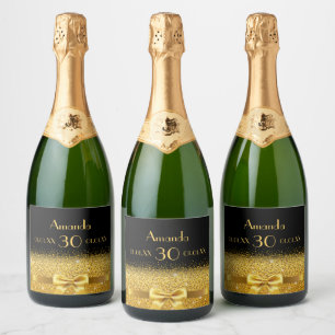 Etiquetas Para Vinos Espumosos 30.º fiesta de cumpleaños moda de nombre de oro ne