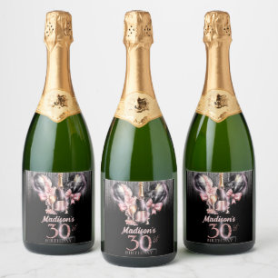 Etiquetas Para Vinos Espumosos 30.º Rosa de lujo
