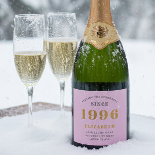 Etiquetas Para Vinos Espumosos 30 cumpleaños nacido en 1996 Añadir nombre gris ro