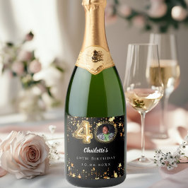 Etiquetas Para Vinos Espumosos 40.º cumpleaños foto de estrellas de oro negro