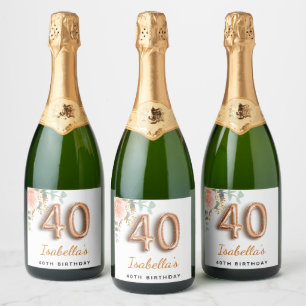 Etiquetas Para Vinos Espumosos 40.º nombre de eucalipto de oro rosa floral