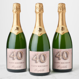 Etiquetas Para Vinos Espumosos 40.º rosa de oro gotea