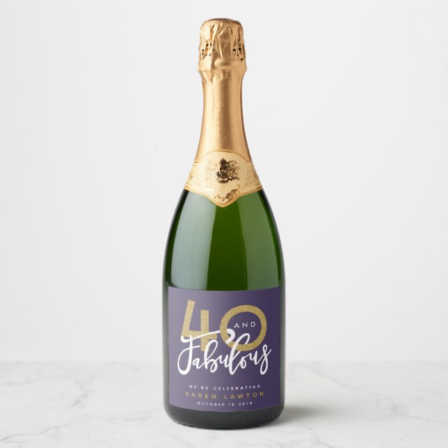 Etiquetas Para Vinos Espumosos 40 y fabuloso oro morado (Anverso)