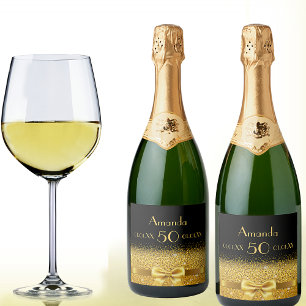 Etiquetas Para Vinos Espumosos 50.ª fiesta de cumpleaños moda de nombre de oro ne