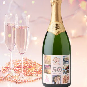 Etiquetas Para Vinos Espumosos 50.ª fiesta de cumpleaños personalizado collage de