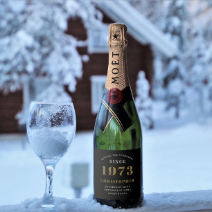 Etiquetas Para Vinos Espumosos 50 cumpleaños Nacido en 1973 Añadir nombre oro neg