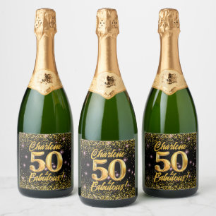 Etiquetas Para Vinos Espumosos 50 Fabulosas estrellas rosadas Purpurinas de oro 5