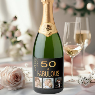 Etiquetas Para Vinos Espumosos 50 fabulosos cumpleaños foto negra