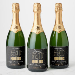 Etiquetas Para Vinos Espumosos 50 y fabulosa tipografía negra de oro 50 cumpleaño