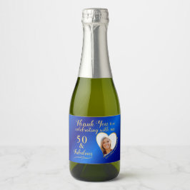 Etiquetas Para Vinos Espumosos 50 y fabuloso cumpleaños Blue y Gold Favors Mini