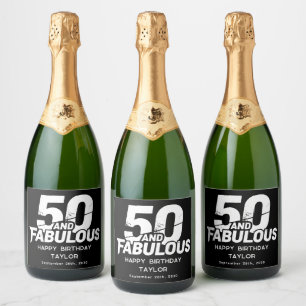 Etiquetas Para Vinos Espumosos 50 y Fabuloso Negrita Grunge Personalizado con Dis