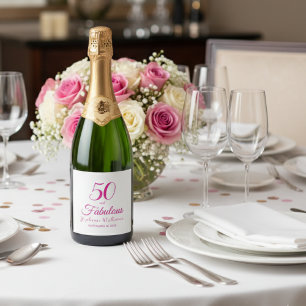 Etiquetas Para Vinos Espumosos 50 y fabuloso nombre fecha fiesta de cumpleaños nú