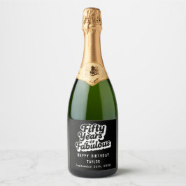 Etiquetas Para Vinos Espumosos 50th Birthday Fifty Years of Fabulous Retro Bold 