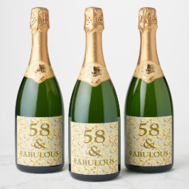 Etiquetas Para Vinos Espumosos 58º Cumpleaños 