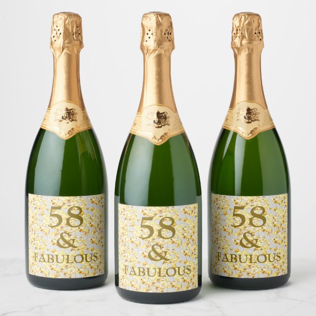 Etiquetas Para Vinos Espumosos 58º Cumpleaños  (Botellas)