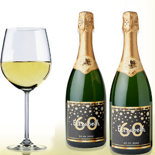 Etiquetas Para Vinos Espumosos 60.ª fiesta de cumpleaños diamantes purpurina oro