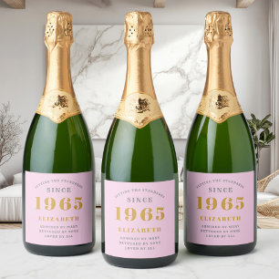 Etiquetas Para Vinos Espumosos 60 cumpleaños nacido en 1965 Añadir nombre gris ro
