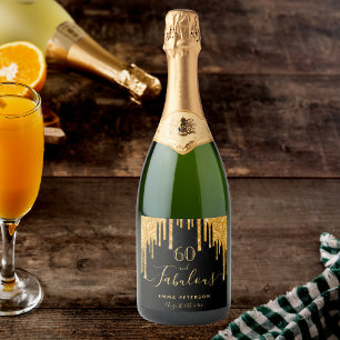 Etiquetas Para Vinos Espumosos 60 fabuloso cumpleaños purpurina negro brillo de o