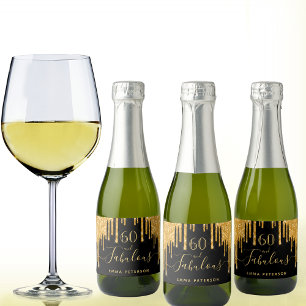 Etiquetas Para Vinos Espumosos 60 fabulosos cumpleaños purpurina negro brillo oro