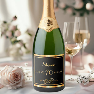 Etiquetas Para Vinos Espumosos 70.ª fiesta de cumpleaños clásico del nombre negro