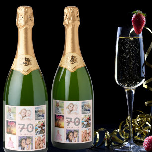 Etiquetas Para Vinos Espumosos 70.ª fiesta de cumpleaños nombre de collage de fot