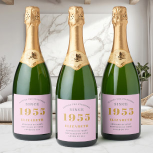 Etiquetas Para Vinos Espumosos 70 cumpleaños nacido en 1955 Añadir nombre gris ro