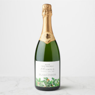 Etiquetas Para Vinos Espumosos 80.º cumpleaños Diciembre Nacimiento Flor Holly