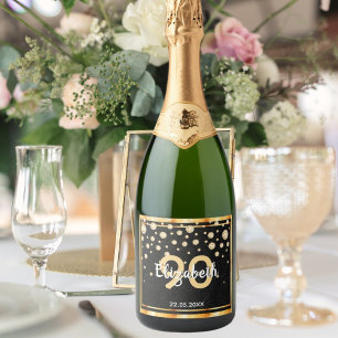 Etiquetas Para Vinos Espumosos 90.ª fiesta de cumpleaños diamantes de purpurina d