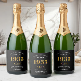 Etiquetas Para Vinos Espumosos 90.º Nombramiento de cumpleaños 1935 Moda elegante