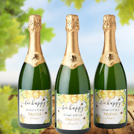 Etiquetas Para Vinos Espumosos Abejas floral amarillo miel Ducha de novia