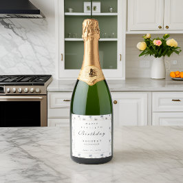 Etiquetas Para Vinos Espumosos Acuarela Floral Moderno Elegante Cumpleaños de Adu