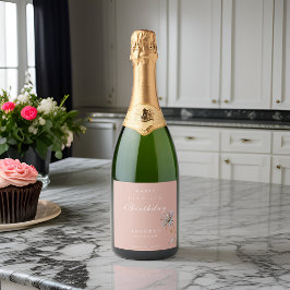 Etiquetas Para Vinos Espumosos Acuarela Floral Moderno Elegante Cumpleaños de Adu