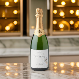 Etiquetas Para Vinos Espumosos Acuarela Floral Moderno Elegante Cumpleaños de Adu
