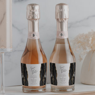 Etiquetas Para Vinos Espumosos Agate Geode Black Gold Save the Date