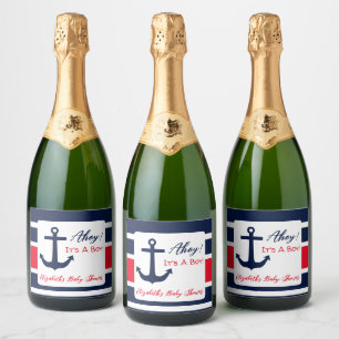 Etiquetas Para Vinos Espumosos ¡Ahoy es un chico! Baby Shower naumático