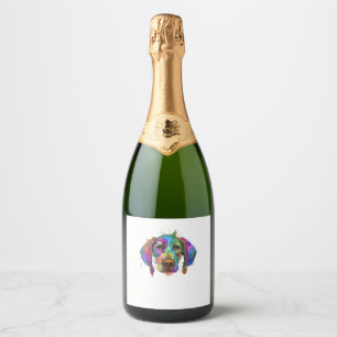 Etiquetas Para Vinos Espumosos Alemán de Shorthal Pointer Dog Face Colorous Pop A
