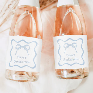 Etiquetas Para Vinos Espumosos Algo Blue Bow Bachelorette Party Champagne
