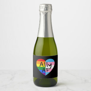 Etiquetas Para Vinos Espumosos Aliado AF III - Bandera LGBTQ Orgullo Gay Transgén