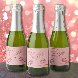 Etiquetas Para Vinos Espumosos Amigas que comparten Champagne con Diseño Coquette