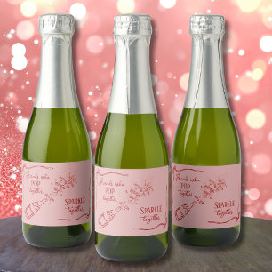 Etiquetas Para Vinos Espumosos Amigas que comparten Champagne con Diseño Coquette