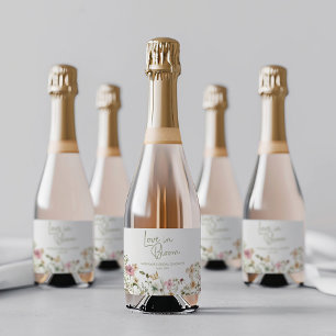 Etiquetas Para Vinos Espumosos Amor en la ducha de Bodas en flor