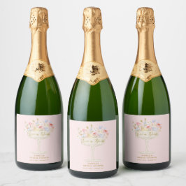Etiquetas Para Vinos Espumosos Amor Rosa en Flor Novia Personalizada Regalo de Du