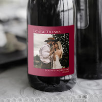 Amor y gracias Boda de foto roja Minimal Cranberry