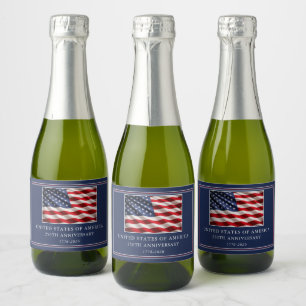 Etiquetas Para Vinos Espumosos Aniversario 250 de EE. UU. Elegante Patriótico