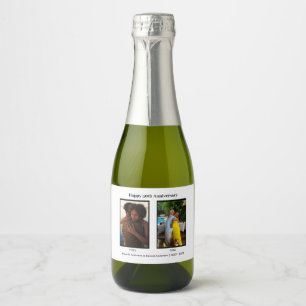 Etiquetas Para Vinos Espumosos Aniversario del Collage de fotos negro y blanco de