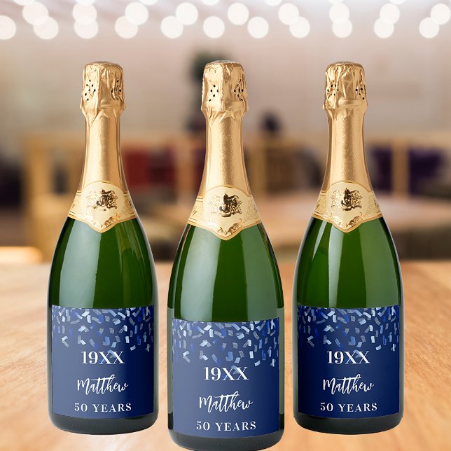 Etiquetas Para Vinos Espumosos Años de la fiesta de cumpleaños de la armada azul  (Subido por el creador)