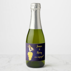 Etiquetas Para Vinos Espumosos Anuncio de Compromiso con Uvas de Champán