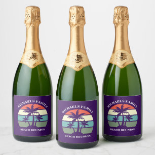 Etiquetas Para Vinos Espumosos Árbol de Palma Morado Fiesta de Playa Personalizad